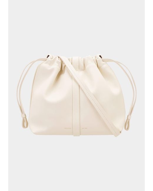 Oroton Curtis Drawstring Leather Crossbody Bag in Natural | Lyst