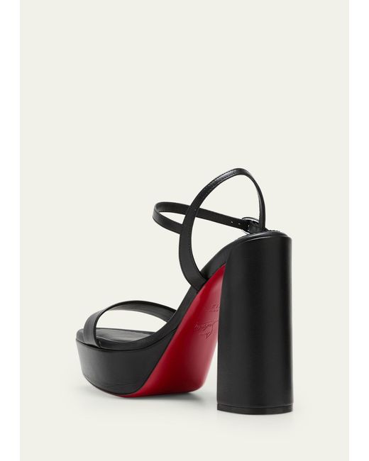 Christian Louboutin Black Movida Jane Leather Red Sole Platform Sandals