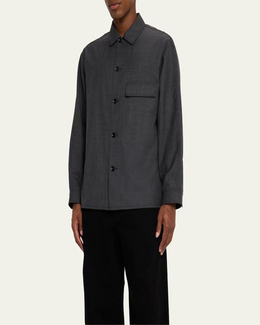Lemaire Blue Melange Tailored Overshirt for men