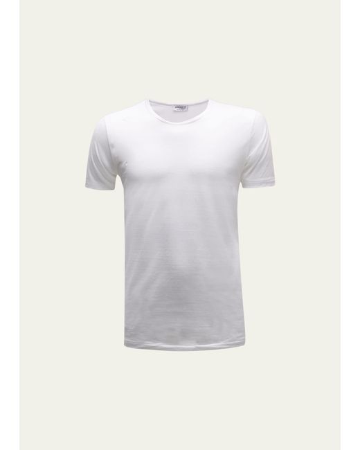 Zimmerli of Switzerland White Royal Classic Crew-neck Cotton T-shirt for men
