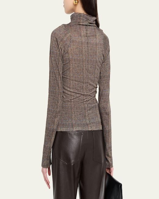 Rag & Bone Brown Shaw Plaid Turtleneck Top