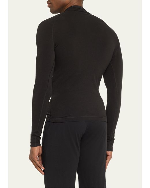 Balenciaga Black Ski Logo Print Thermal Base Layer Shirt for men