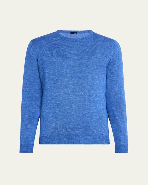 Kiton Blue Cashmere And Linen Crewneck Sweater for men