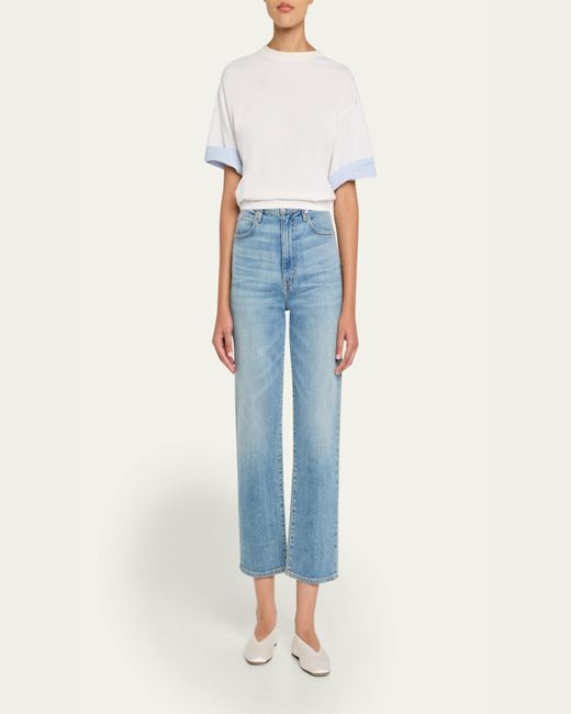 Jonathan Simkhai White Sutton Short-Sleeve Combo Top