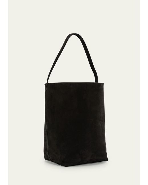 The Row Black Park Large North-south Tote Bag In Nubuck Leather
