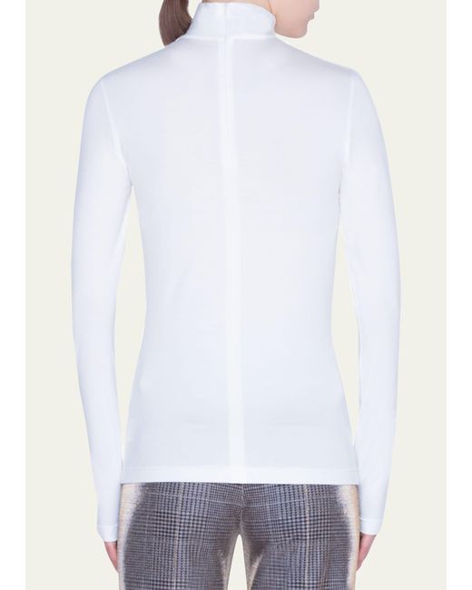 Akris Punto White Turtleneck Long-sleeve Modal-stretch Top
