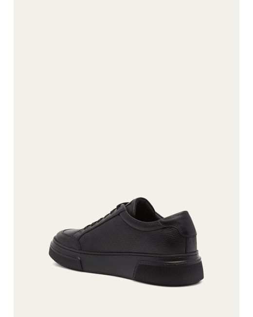 Giorgio Armani Black Platform Leather Low-top Sneakers for men