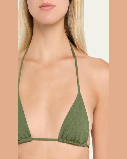 Matteau Green String Triangle Bikini Top