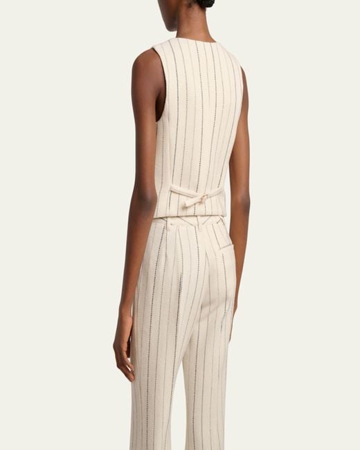 Gabriela Hearst Natural Coleridge Wool Cashmere Pinstripe Vest
