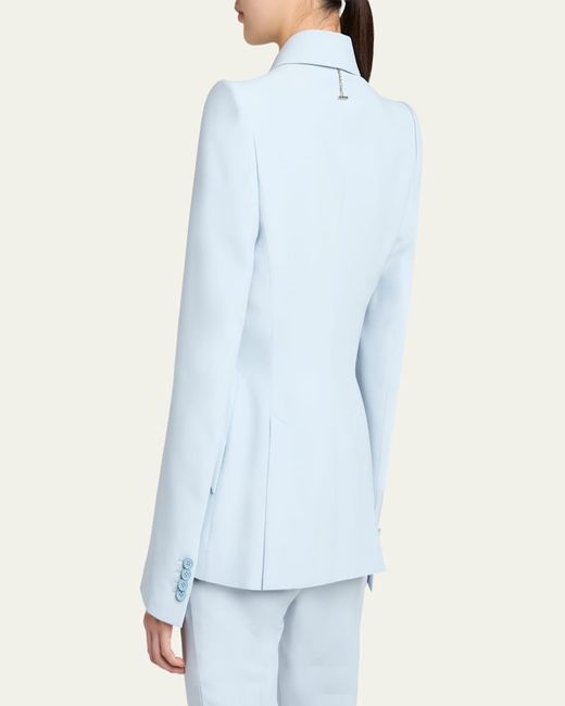 McQueen Blue Single-Button Crepe Jacket