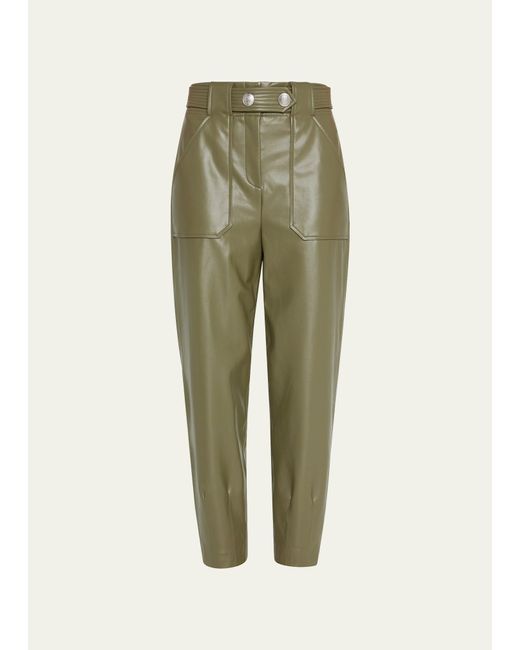 Veronica Beard Atala Tapered Faux Leather Pants in Green | Lyst