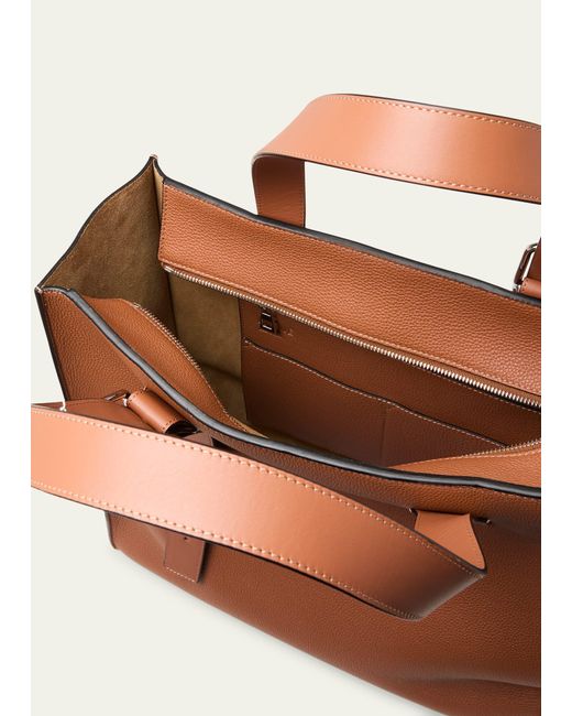 Loewe Brown Buckle Zip Leather Tote Bag for men