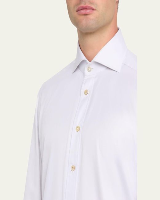 Kiton White Cotton Point-Collar Dress Shirt for men