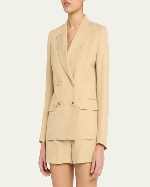 Nili Lotan Natural Veda Double-Breasted Linen Jacket