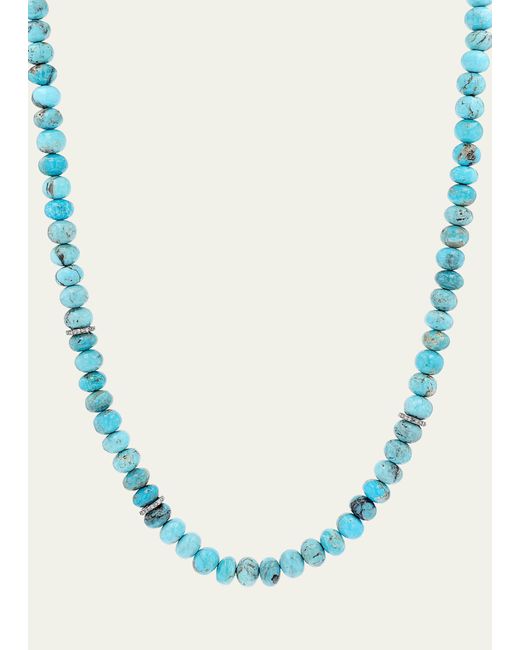 Sheryl Lowe Blue Arizona Turquoise 8mm Beaded Knotted Necklace