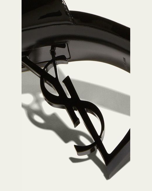Saint Laurent White 110Mm Opyum Ysl Patent Leather Sandals With Hardware