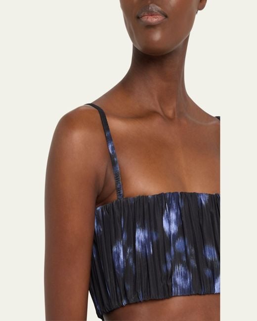 Michael Kors Blue Gathered Bralette Top