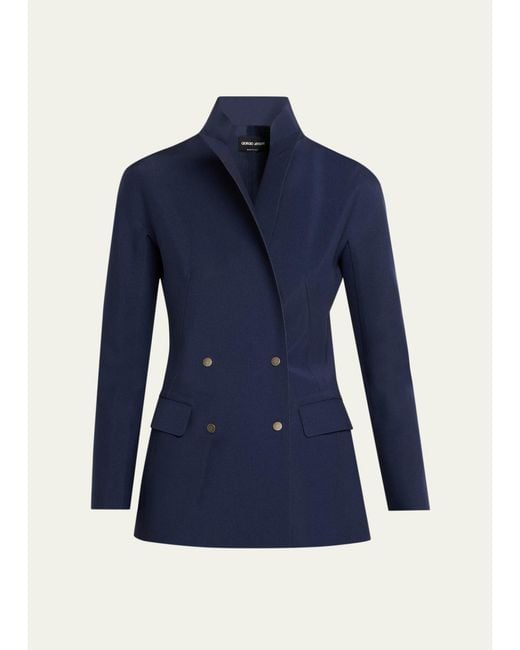 Giorgio Armani Blue Structured Scuba Double-Breasted Jackets