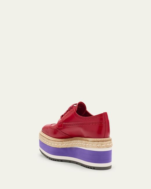 Prada Brown Spazzolato Re-Edition Platform Wingtip Loafers