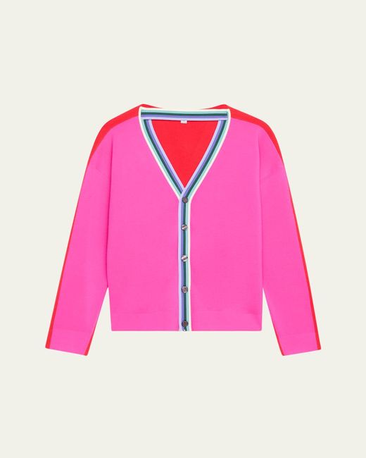 Christopher John Rogers Pink Colorblock Convertible Wool Cardigan