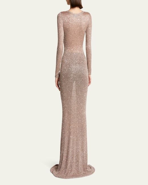 Balenciaga Natural Maxi Sequined Dress