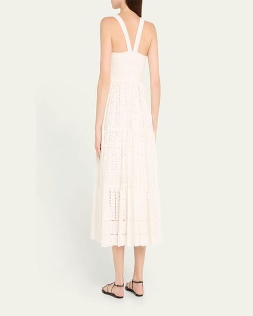Cara Cara Natural Taormina Cotton Eyelet Square-Neck Midi Dress