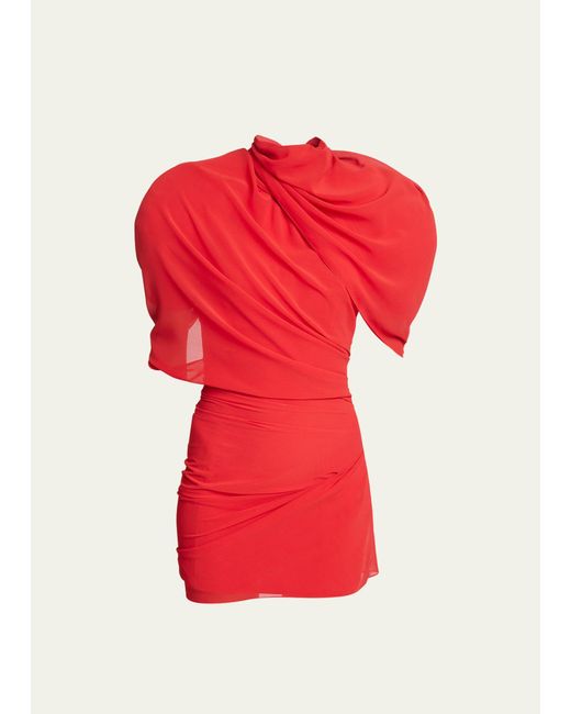 Jacquemus Red La Robe Castagna Draped Mini Dress