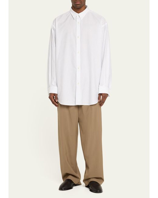 Hed Mayner White Pinstripe Poplin Oversized Sport Shirt for men