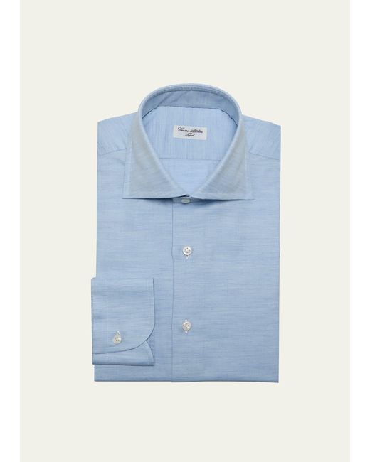 Cesare Attolini Blue Cotton-cashmere Dress Shirt for men