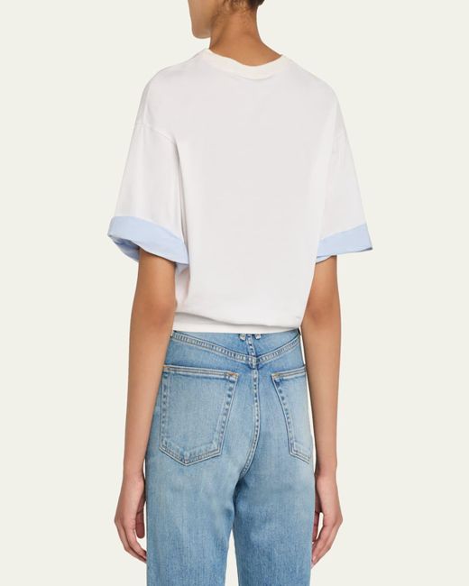 Jonathan Simkhai White Sutton Short-Sleeve Combo Top