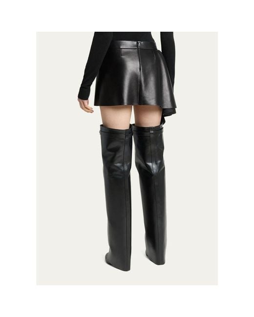 Givenchy Black Leather Draped Mini Skirt