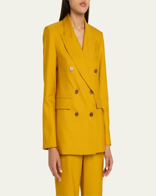 Heirlome Yellow Laurence Silk Double-Breasted Blazer