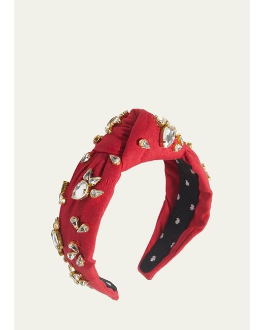 Lele Sadoughi Red Embellished Knotted Headband