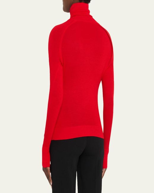 Victoria Beckham Red Turtleneck Raglan Long-Sleeve Sweater
