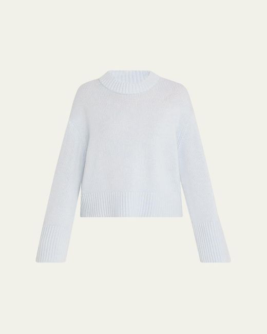 Lisa Yang White Sony Cashmere Drop-Shoulder Crewneck Sweater