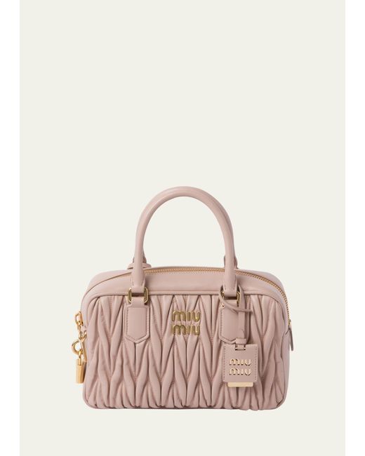 Miu Miu Pink Quilted Leather Zip Crossbody Bag