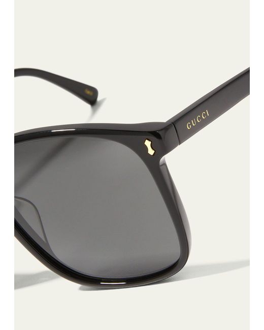 Gucci Gray Oversized Rectangle Acetate Sunglasses for men
