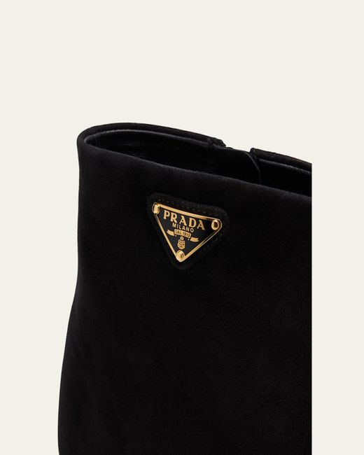 Prada Black Suede Ankle Booties