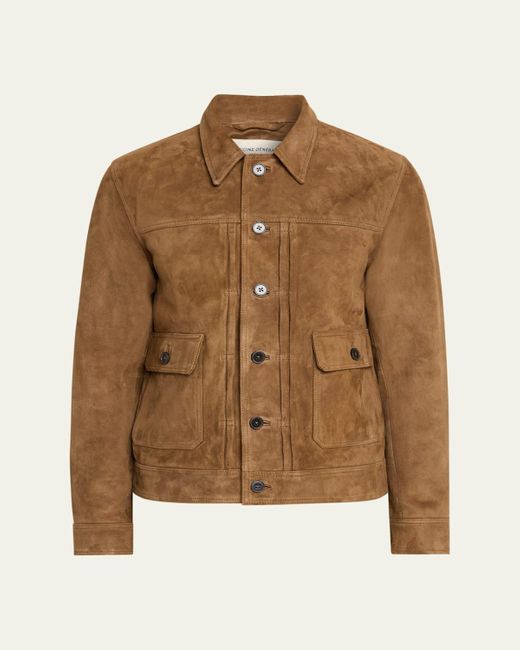 Officine Generale Brown Lazlo Suede Button-Front Shirt Jacket for men