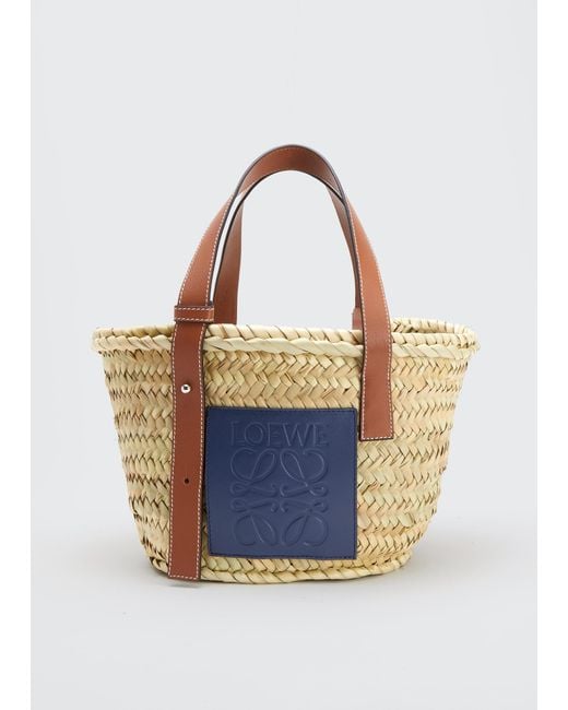 Loewe Blue X Paula's Ibiza Small Palm Leaf Basket Tote Bag