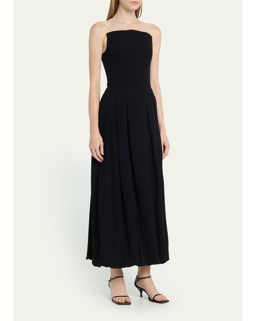 TOVE Black Malene Strapless A-line Midi Dress