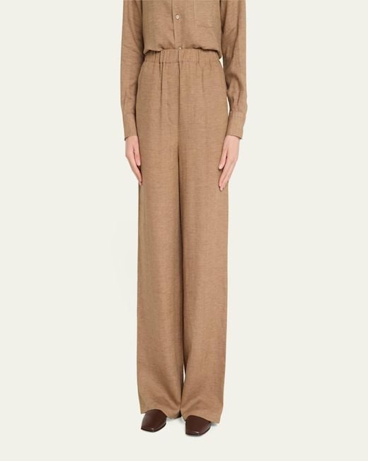 Loro Piana Natural Valerio Linen Straight-Leg Sunny Trousers
