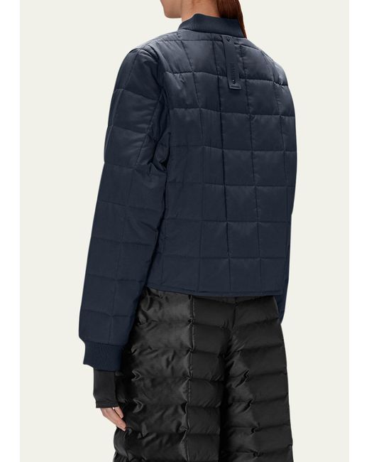 Rains Quilted Bomber Jacket in Blue Lyst