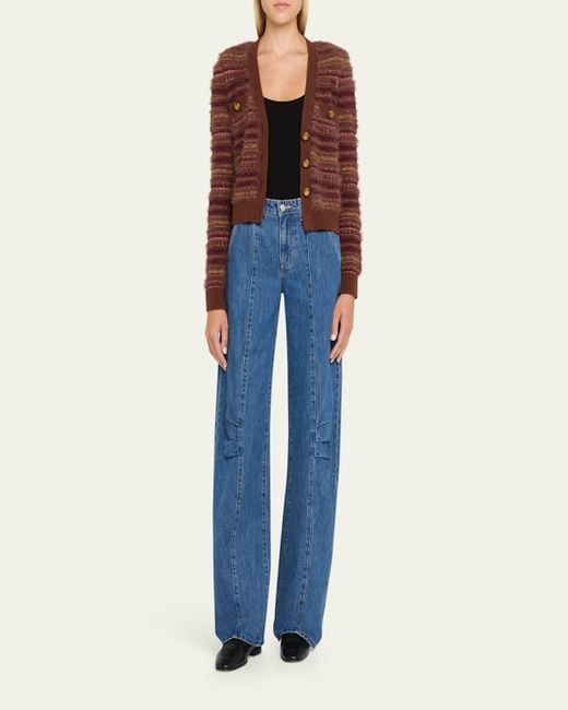 L'Agence Brown Ariadne Mixed Stripe Cardigan