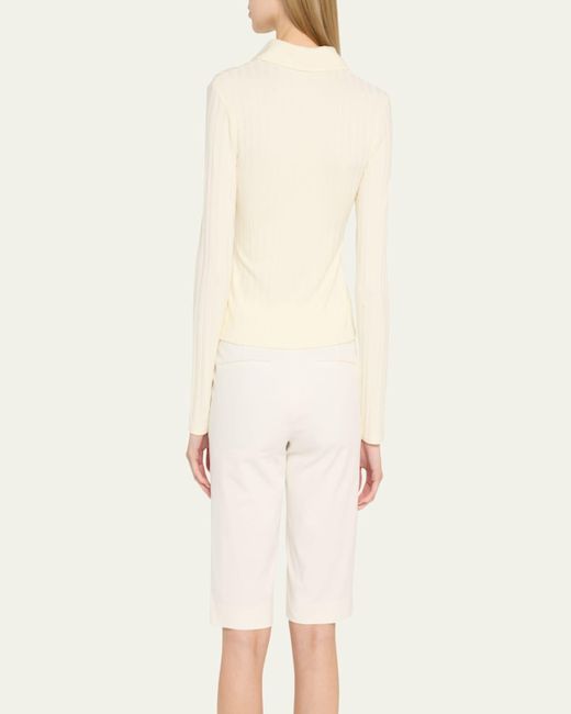 Vince Black Long-Sleeve Ribbed Button-Front Top