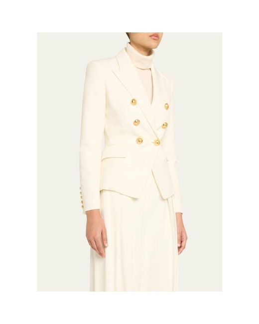 Balmain Natural Classic Double-Breasted Fitted Wool Jacket