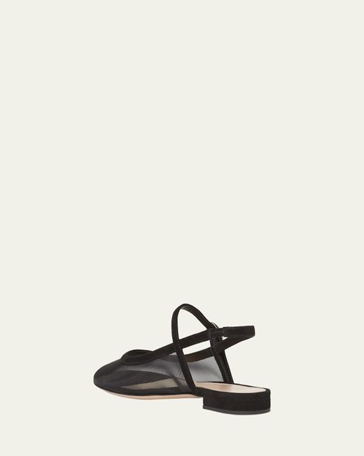 Gianvito Rossi Mesh Mary Jane Ballerina Flats in White | Lyst