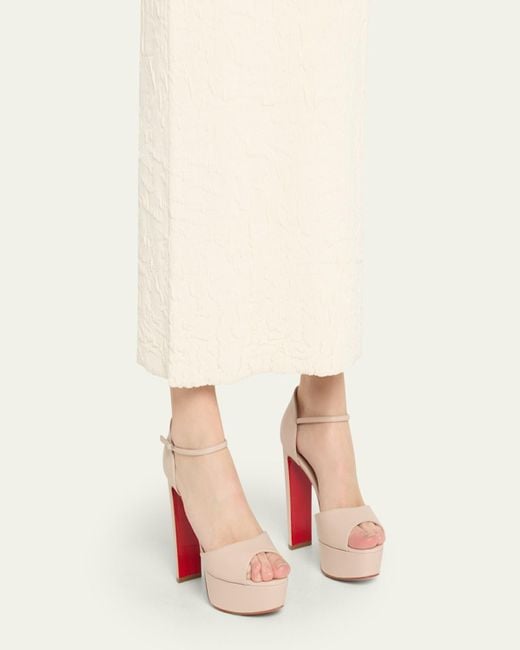Christian Louboutin Natural Sandaloo Leather Sole Platform Sandals