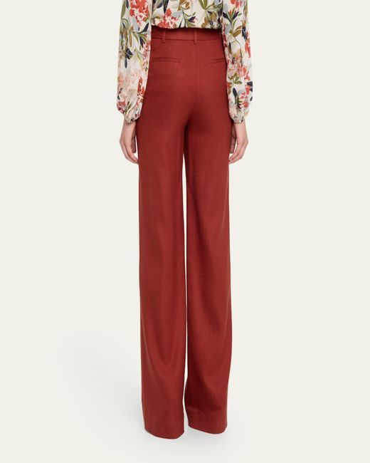 Adam Lippes Red Wyatt Stretch Canvas Wide-Leg Pants