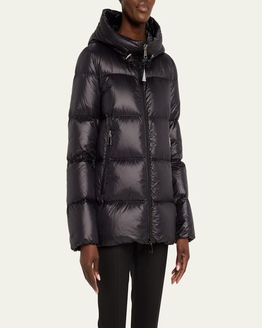 Moncler Black Seritte A-Line Short Down Jacket